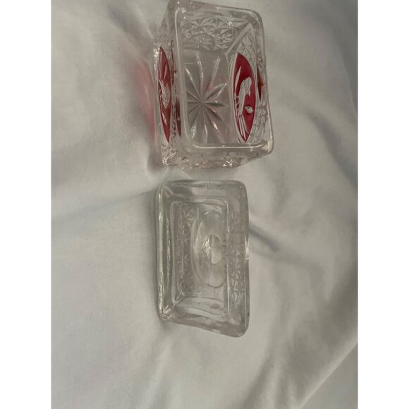 Hofbauer German Lead Crystal Red Bird Vintage Glass Small Trinket Box Lid - Picture 5 of 10